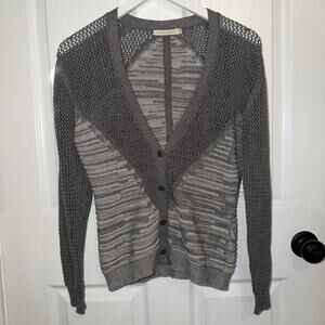 Micaela Greg Mixed Texture Knit Sweater Cardi Gray Size M/L USA Button
